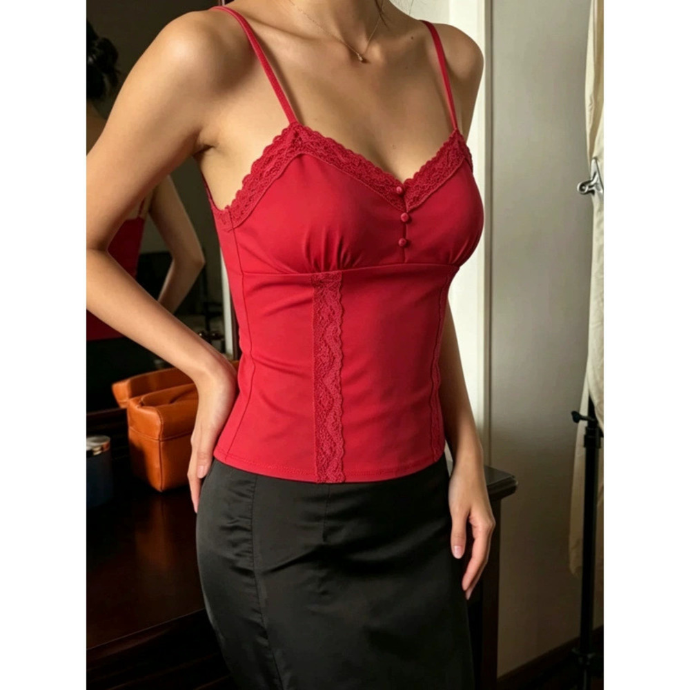Zara Summer Sultry Lace Trimmed Cami Top